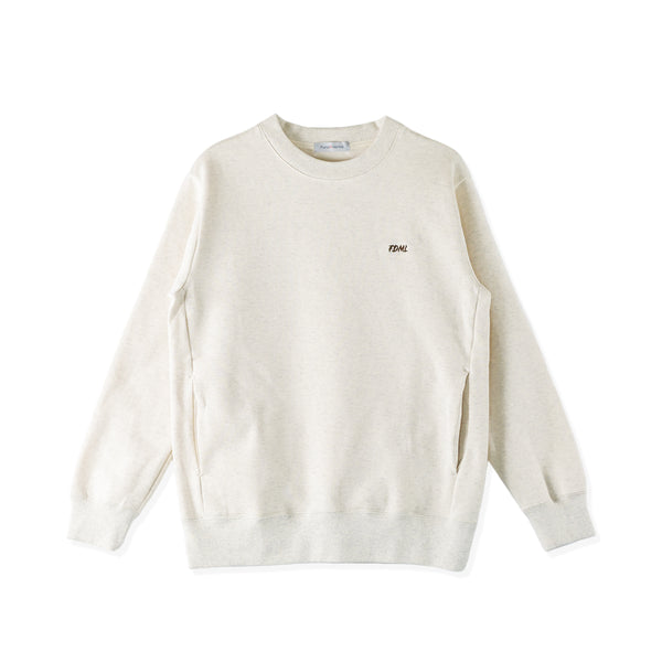 【日本製】 スウェット メンズ トレーナー 長袖 裏起毛 暖かい 無地 クルーネック 丸首 ベージュ杢(FL23FW-004-be)